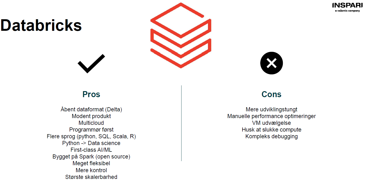 Pros and cons ved Databricks_Inspari